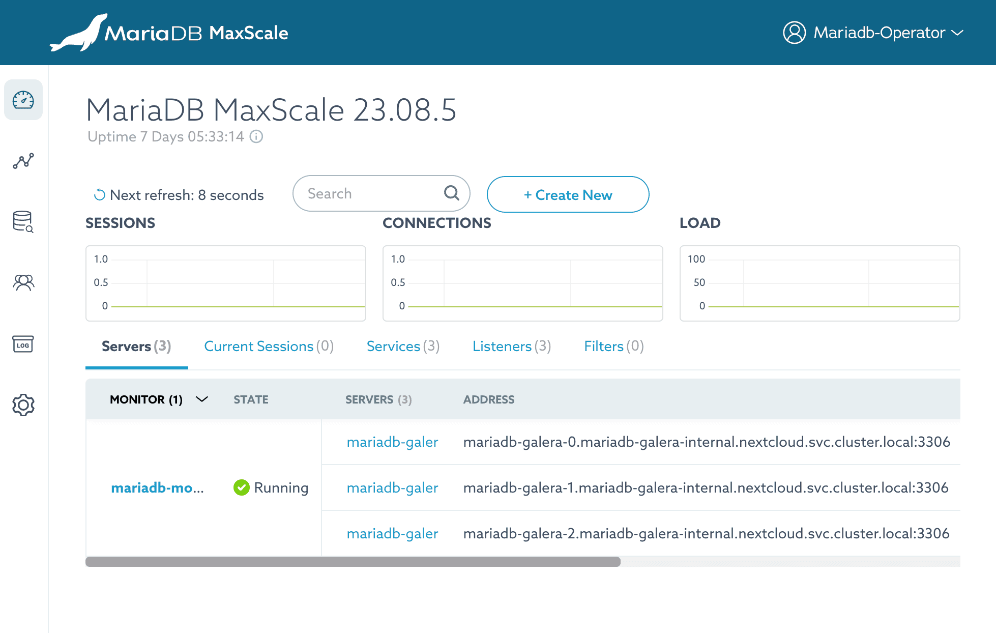 MariaDB MaxScale GUI